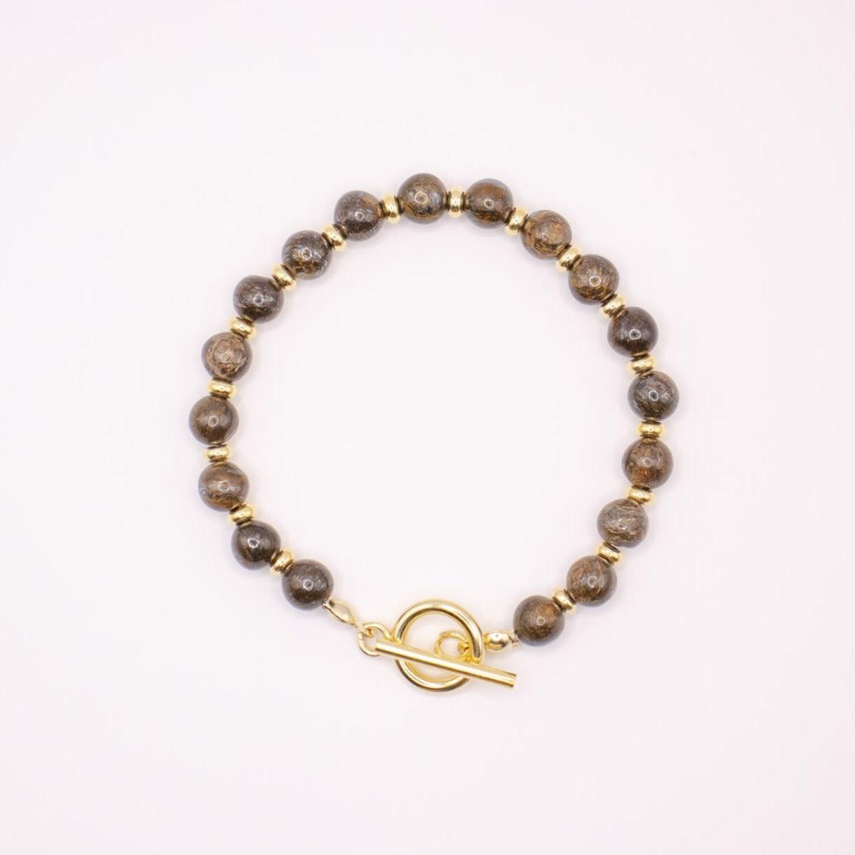 CIRCE | Bracelet in Bronzite and 18 and 24 carat gold plated-0