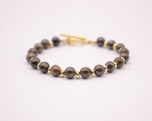 CIRCE | Bracelet in Bronzite and 18 and 24 carat gold plated-1