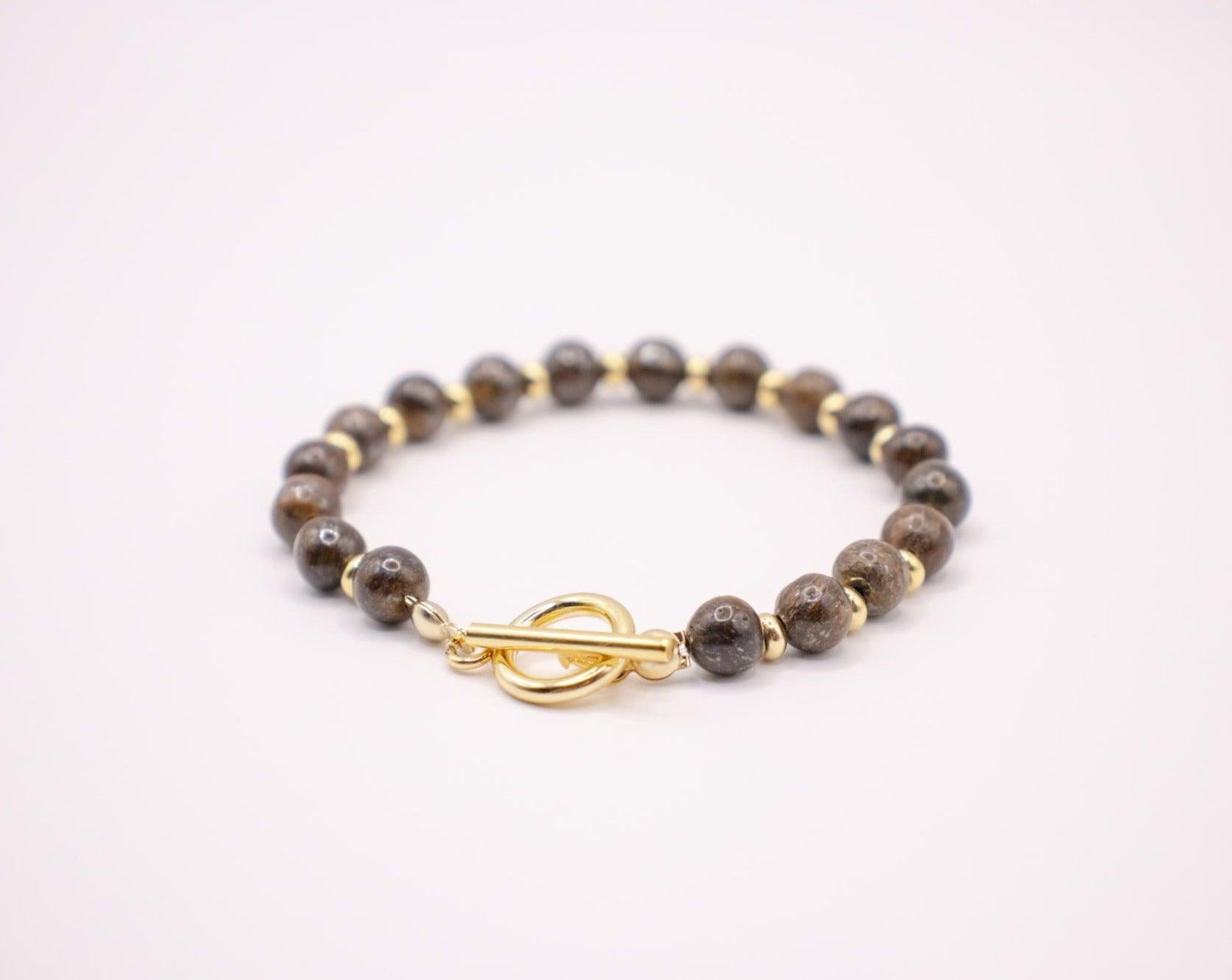 CIRCE | Bracelet in Bronzite and 18 and 24 carat gold plated-2
